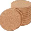 12Pcs Cork Coasters Round Extra Thick Drink Coasters with Curved Edges 0.4" Thick 4" Diameter Wooden Coasters Bulk, Absorbent and Reusable Fit for Dining Tables Desks Bars