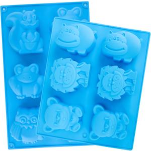 Beasea Animal Soap Molds, 2 Pack Large 3D Silicone Mat Chocolate Cake Candy Cookie Baking Making Clay Ice DIY Hard Resin Gummy Cube Tray Set Decoration Handmade Craft Bear Shape