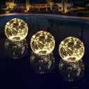 Floating Pool Lights Solar Powered, Glow in The Dark Warm White Solar Globe Pool Lights That Float, 6.5-inch Waterproof LED Floating Pool Ball Light for Pond Garden Patio Party Decor(1 Piece)