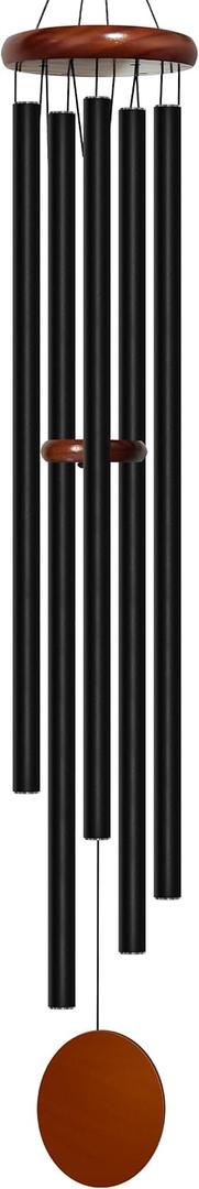 Wind Chimes for Outside Deep Tone, 60 inch 5 Heavy Duty Tubes Aluminium Metal Extra Large Wind Chimes Outdoor, Decoration for Garden, Patio, Yard, Gift for Mother's Day, Birthday (Black)