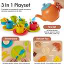 Buyger Play Kitchen Accessories, Play Dishes Plates and Utensils Tea Party Set Food Dessert Toys Gifts for Ages 3 4 5+ Years Old Kids Toddler Children