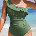 Dokotoo Womens One Piece Swimsuits Ruffle One Shoulder Bathing Suits Tummy Control Bathing Suits Full Coverage Swimwear (XXL)
