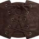 GRACE KARIN Women's Elastic Wide Waist Belt Renaissance Pirate Corset Cinch Belt Cosplay Costume with Press Button (Brown, M)