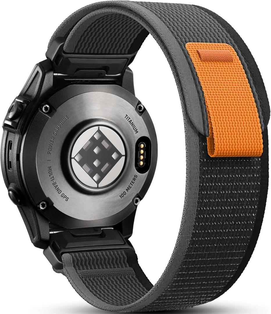 Compatible with Garmin Fenix 6 Pro/6/7/7 Pro/5/5 Plus Bands, 22mm Quickfit Nylon Sport Replacement Watch Bands compatible with Forerunner 945/935/Approach S60/S62/Instinct 2 (Black Grey)