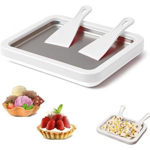 Rolled Ice Cream Maker, Instant Ice Cream Maker, Instant Cold Plate Ice Cream Maker with 2 Scrapers Frozen Yogurt Rolls Tray Homemade DIY Smoothies, Ideal for Family Activities