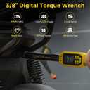 YIYEIE Digital Torque Wrench 3/8" Drive | 5-99.5 ft-lb | 1% Accuracy | Smart Alert Multi | Electric Torque Wrench Digital for Bike/Moto/Auto, 2 Extension Bars Reach Tight Spaces