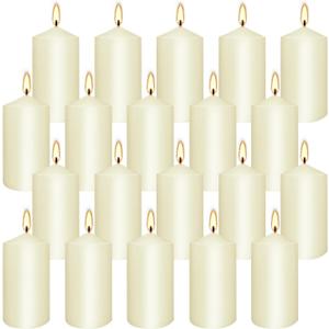2"x4" High Ivory Pillar Candles, Set of 20 Unscented. Bulk Buy. Ideal for Halloween, Wedding, Emergency Lanterns, Household, Wedding and Home Dcor Candlesticks