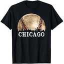 Chicago Illinois IL T-Shirt Vintage Baseball Graphic Tee T-Shirt, M