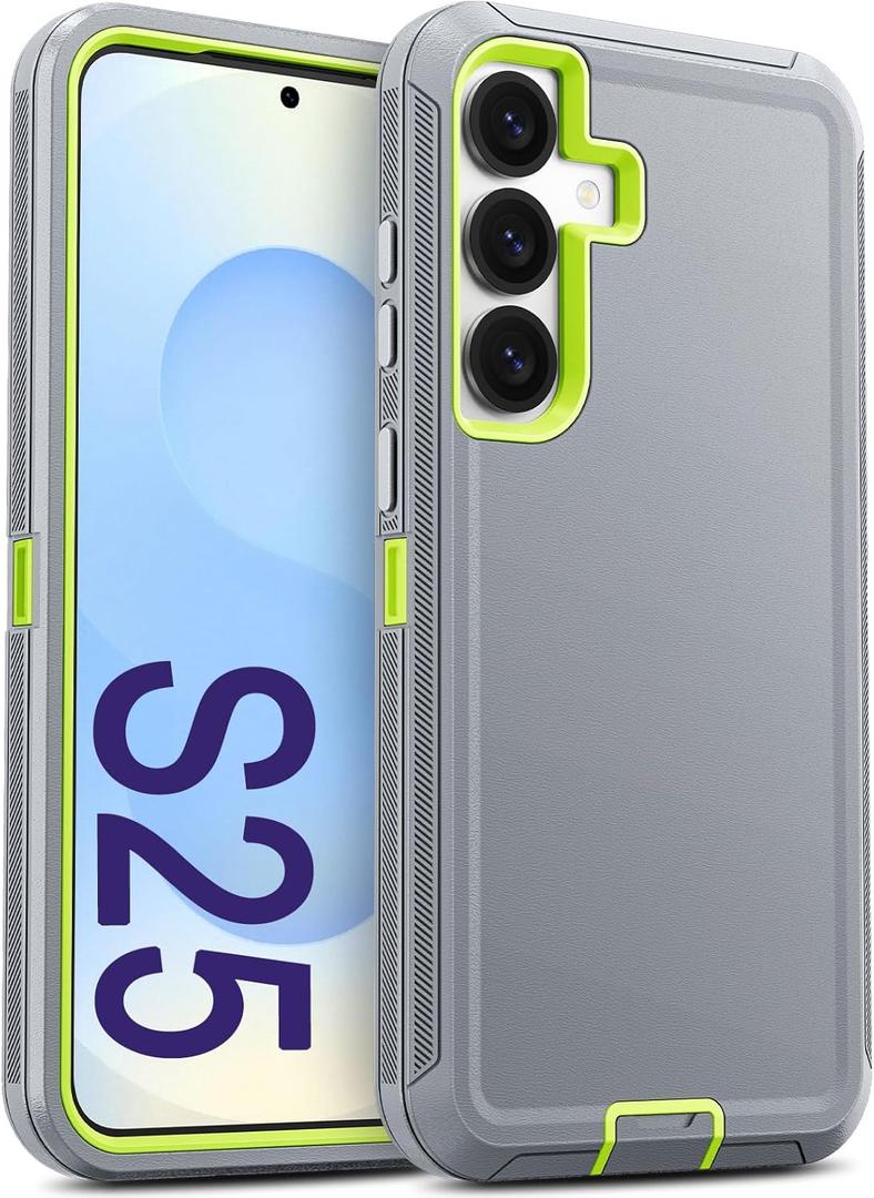 Jelanry Case for Samsung Galaxy S25 5G 6.2-inch, Heavy Duty Rugged & Dual-Layer Shockproof Dropproof Protection with Port Anti Dust/Scratch Bumper Cover Back Phone Cases for Samsung Galaxy S25, Grey