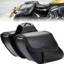 KEMIMOTO Motorcycle Saddlebags, Synthetic Leather Side Bag with Lock, 28L Waterproof Double Strap Studded Slant Saddle Bags Avoiding the Turn Signal for Sportster, Black