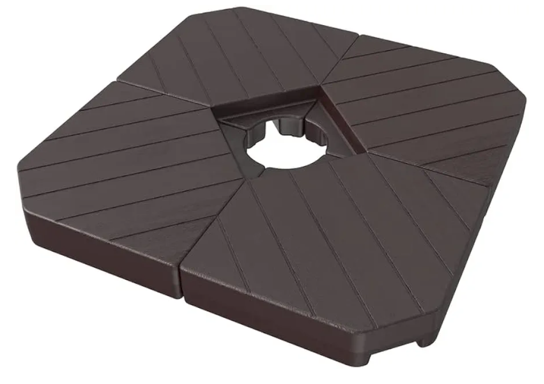 wikiwiki Large Base 1-Psc 430 Lbs Cantilever Hanging Patio Umbrella Base Heavy Duty Offset Weighted Base for Offset Cantilever Umbrella (Dark Brown)