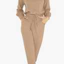 ANRABESS Women's Two Piece Outfits Sweater Lounge Sets Long Sleeve Zip Up Knit Pullover Jogger Pants Tracksuit Travel Outfits Set L