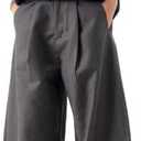 AIFARLD Mens Baggy Dress Pants Business Casual Wide Leg Zipper Fly Pleated Loose Banana Suit Trousers with Pocket No Size