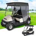 Universal 2 Passenger Golf Cart Sun Shade Cover, 58" Roof Compatible with EZGO TXT/RXV Club Car Precedent DS, 3 Sides Roll Up Breathable Mesh Sunshade Screen for Sun Block and Cooling