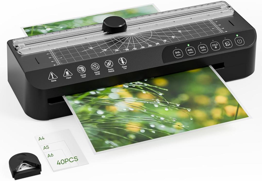 9-Inch Laminator Machine,A4 Cold & Thermal Laminator Machine,85-Second Quick Heat-Up,Thermal Lamination ABS Jam-Release,40 Pouches,Paper Cutter & Corner Rounder - Perfect for Teachers, Home & Office