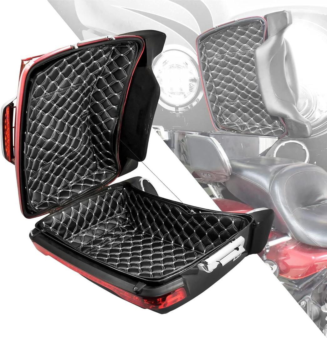 HDBUBALUS King Tour Pack Liners White Thread Stitching Touring Pak Inserts Fit for Harley Touring Electra Road King Street Glide Ultra Limited 2014-2024 (Floral pattern)