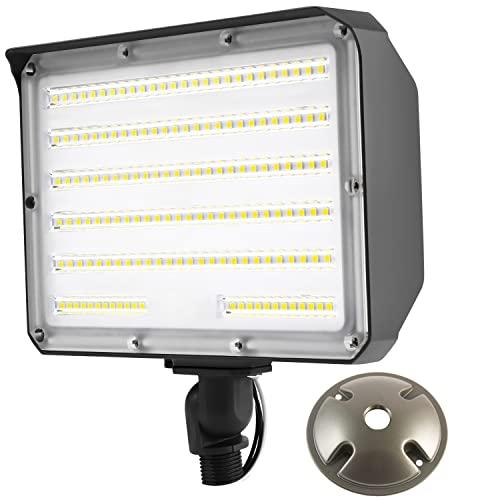 Dusk to Dawn Outdoor 100W LED Flood Light with Knuckle (Plate Included), 14000LM 1000W Equiv., 100-277V 5000K,ETL Commercial LED Floodlight Fixture, Outdoor Security Lighting for Landscape,Parking Lot