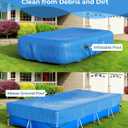 Inflatable Pool Cover Rectangle for 120 x 72, 130 x 72, 145" x 74" Pool, Secure Elastic Edge & Drawstrings 10' x 7' Rectangular Pool Covers for Above Ground Pools