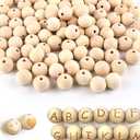 600 Pcs 16mm Natural Wooden Beads, Unfinished Round Bulk Spacer Wood Beads for DIY Crafts, Garlands Farmhouse Decor, Jewelry Bracelet Necklace Making