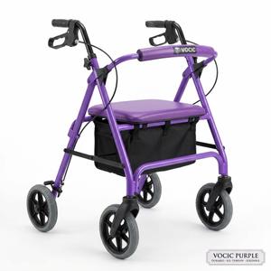 VOCIC  Rollator Walker for Seniors with Seat, 8" All Terrain, 350 LBS Lightweight Foldable & Dual Height Adjustable for Seniors, Ergonomic Arc Seat&6" Ultra Backrest Provide Comfort