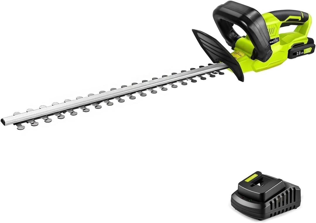 SnapFresh 20V Cordless Hedge Trimmer - 22" Dual-Action Blade,Electric Bush Trimmer,2.0Ah Battery & Fast Charger Included