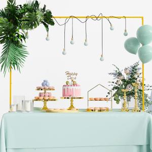 Over the Table Rod Stand with Clamps Adjustable 13''-42'' Tall 29"-98" Length Gold Table Arch Hanging for Wedding Birthday Party Halloween Christmas Decoration