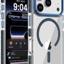 DEERLAMN Strong Magnetic Case for iPhone 17 Pro 6.3-Inch,[Compatible with Magsafe][Military Grade Drop Protection] Clear Slim Shockproof Protective Phone Cover-Transparent+Blue