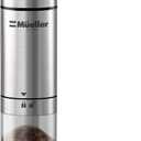 Mueller Manual Coffee Grinder Adjustable Ceramic Conical Burr Mill, Whole Bean Heavy Duty Burr Coffee Grinder for French Press/Turkish Brew, Brushed Stainless Steel Coffee Bean Grinder