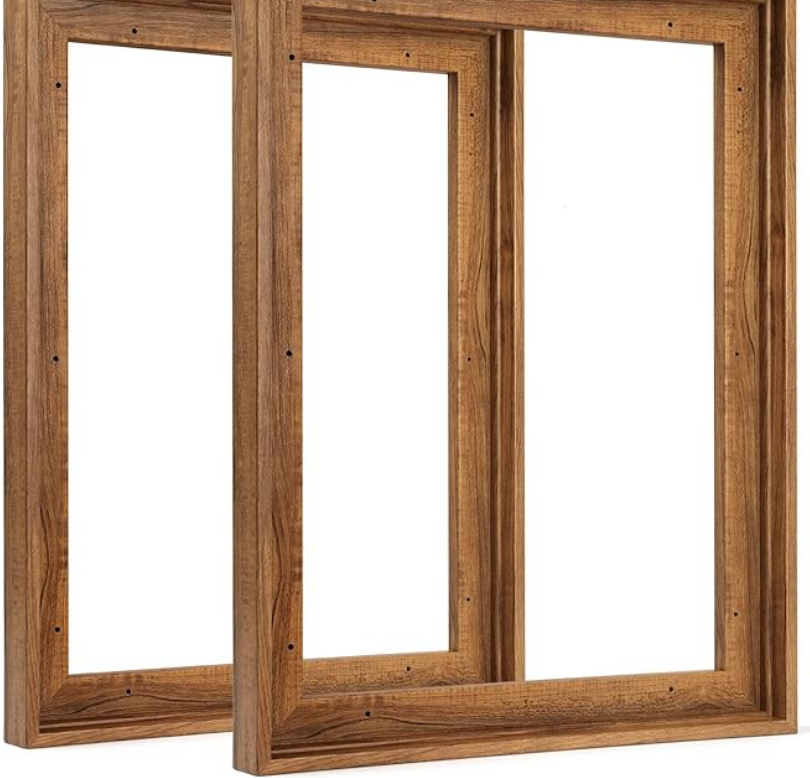 Floater Frame for 12x18 Canvas Painting, 2 Pack Complete Canvas Frame with 0.9 Deep for Oil Paintings Art Prints Artwork, Floating Frame for Landscape Portrait Room Wall Decor (Brown)