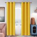 Deconovo Blackout Grommet Curtains  Thermal Insulated, Noise-Reducing, Sustainable & Easy-Care Drapes for Bedroom, Living Room & OfficeOeko-TEX Certified, Mellow Yellow, 42W x 84L Inch (Set of 2) (42"W x 84"L (Pack of 2))