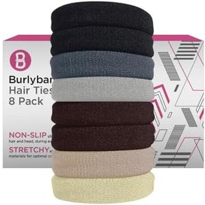 Burlybands Large Hair Ties for Thick, Heavy or Curly Hair - Non-Slip, Non-Damage, Seamless Women's Ponytail Scrunchies - Multi Color Pack 8