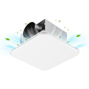 Bathroom Exhaust Fan, 110 CFM 1.0 Sone Quiet Bathroom Fan, Ceiling Mount Ventilation Fan for Home/Office/Hotel, 26W Energy-Saving, Square, White, 11.81 inch