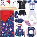 1 Set Christmas Doll Accessories Kits 2025 Includes Apron Chef Hat Hammock Swing Sleeping Bag Bathrobe Sweater Dress Headwear Scarf Ear Muffs Eye Mask Glasses Shoes(Baseball)