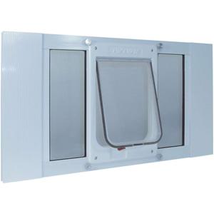 Ideal Pet Products Aluminum Sash Window Pet Door, Adjustable to Fit Window Widths from 23" to 28", Chubby Kat 7-1/2 x 10-1/2 Flap Size (7-1/2 x 10-1/2 Chubby Kat)