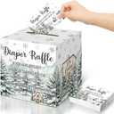 Teling 51 Pieces Diaper Raffle Tickets with Card Box Baby Shower Decorations Gender Reveal Holder Box for Girl Boy Diaper Raffle Party (Baby It's Cold Outside)