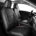 Seat Covers for Honda Civic Sedan 2022-2024 Touring &2025 2026 Hybrid Sport Touring, Faux Leather Black Leather Car Seats Cover Full Set for car - Rear Row 60/40 Split Bench