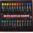 Acrylic Paint Set  24 Bold Colors Acrylic Paint Tubes for Adults - Non-Toxic Paint Sets for Canvas, Wood, Fabric & More  Smooth, Fast-Drying, High-Pigment Formula, 0.4 oz Each
