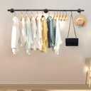 Livabber Industrial Pipe Clothes Rack, Heavy Duty Detachable Iron Garment Rack Wall Mounted, Rustic Saving Space Clothes Bar Multi-Purpose Hanging Rod for Bedroom, Closet, Black (60 Inch)
