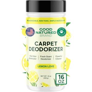 Good Natured Brand | Carpet Freshener & Deodorizer Powder | 16 oz Pet Odor Eliminator for Strong Odor & Pet Urine | Fresh Natural Lemon Scent | Safe for Homes with Pets