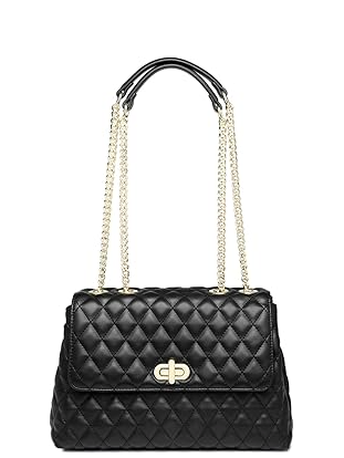 Quilted Crossbody Bags for Women, Trendy Roomy Shoulder Handbags with Flap Gold Hardware Chain Purses Shoulder Bag