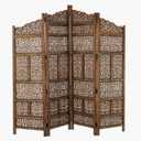 Deco 79 Traditional Wood Multi-Panel Room Divider, 72" H x 80" L, Textured Brown Finish, Oil Rubbed Bronze Finish, Model:34006