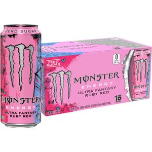 Monster Energy Ultra Fantasy Ruby Red, Sugar Free Energy Drink, 16 Ounce | Pack of 15