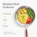CAROTE 10" Tri-Ply Stainless Steel Deep Frying Pan with Lid, Non-Toxic Saute Pan, Oven Safe, Induction, Ceramic and Gas Cooktops Compatible, Silver, Mothers Day Gifts