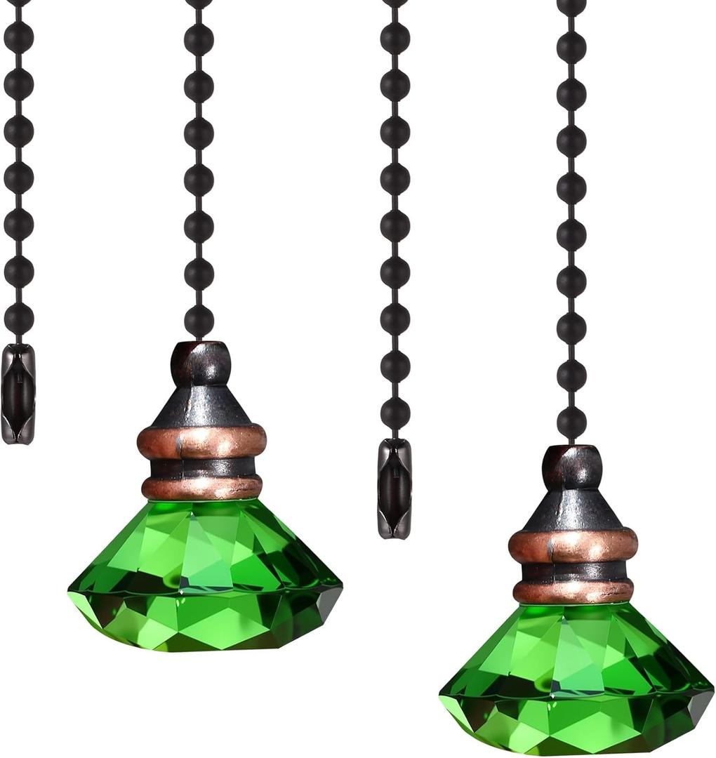 JOVITEC 2 Pieces Light Pull Chain Extension Ceiling Fan Pull Chain Ornaments Decorative 1 Meter Long Each(Green Color)