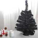 22-Inch Mini Artificial Christmas Tree  Tabletop Xmas in Black, for Holiday Home Decor, Desk, Mantel, Gift (Black) (2TF)