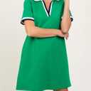 Polo Mini Dress for Women Casual V Neck Short Sleeves Tennis Dress Contrast Trim Shirt Dress with Pockets, M