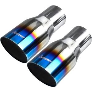 Upower Pack of 2 Blue Burnt Exhaust Tip 2.5" Inlet 3.5" Outlet 7.75 long 304 Stainless Steel 2.5" to 3.5" Exhaust Tail Pipe Tips Weld On Single Slant Cut