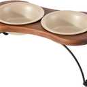 Ceramic 7.1-inch Raised Double-Bowl Set with Non-Slip Stand, 2.5 Cup Food or 24 oz Water Dishes for Medium and Dogs, Wide Opening with Rounded Edges(Matt White)