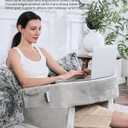 Weighted Idea Lap Desk Pillow with Arm Rest  Extra Large Memory Foam Support for Reading, Gaming, Working & Sitting in Bed, Couch or Floor  Laptop Cushion with Removable Washable Cover (Ashen)