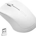 Rapoo 1680 Silent Wireless Mouse, 2.4GHz Cordless with USB Receiver, 1K DPI, 3 Buttons Computer Mouse with 12M Battery Life, Ambidextrous Computer Mice for PC/Tablet/Laptop, White